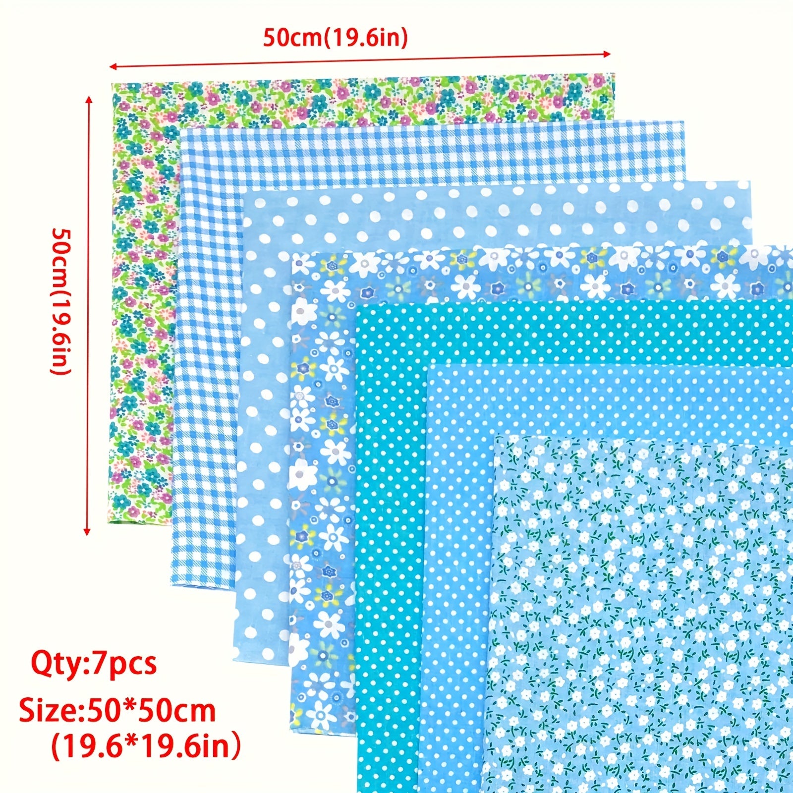 7pcs 49 78 49 Floral Cotton Fabric Square Quilted Fabric For Sewing