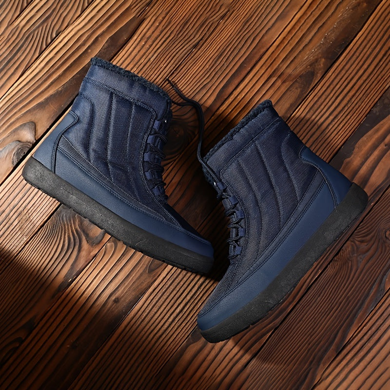 Men's Warm Fleece High Top Snow Boots For Hiking Camping