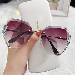 Rhinestone Gradient Sunglasses UV400 Shades for Summer Beach Party