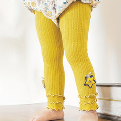 Girls Ruffled Edge Cotton Pantyhose Leggings