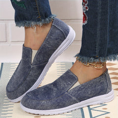 Women's Canvas Flat Loafers Slip On Low Top Shoes Comfy Flats