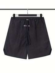 Men's Breathable Solid Shorts with Pockets Drawstring Elastic Waist