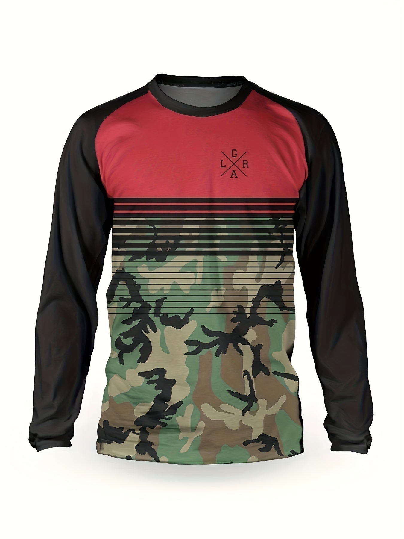 Men's Camo Cycling Jersey Quick Dry Long Sleeve Shirt