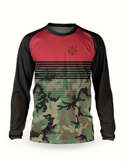 Men's Camo Cycling Jersey Quick Dry Long Sleeve Shirt