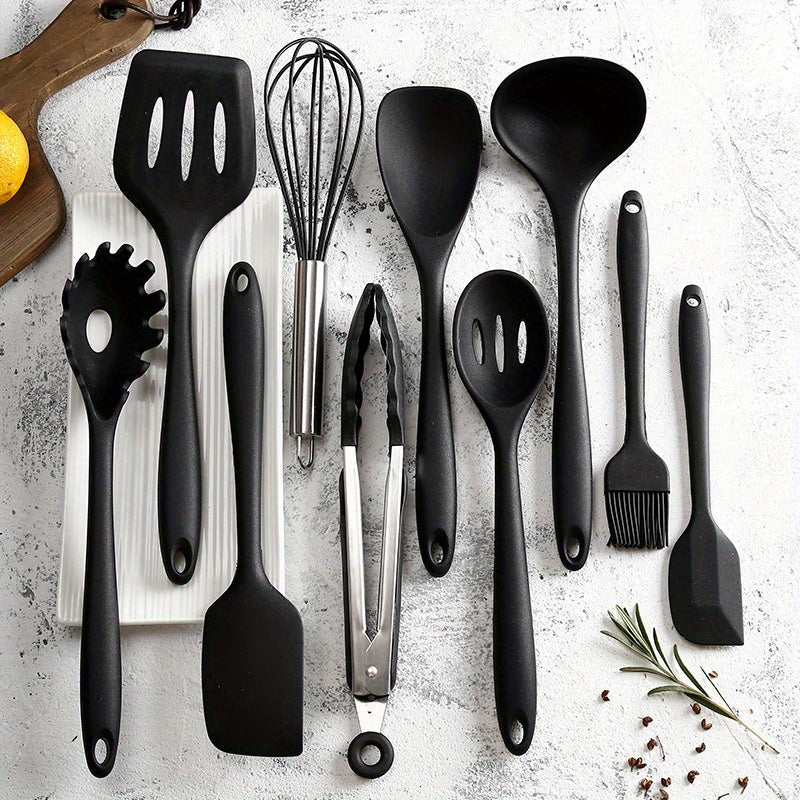 10pcs Silicone Kitchen Utensils Set Spoon Spatula Egg Beater Brush Baking Kit