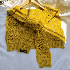 Vintage Hollow Out Knitted Shawl Long Sleeve Cape