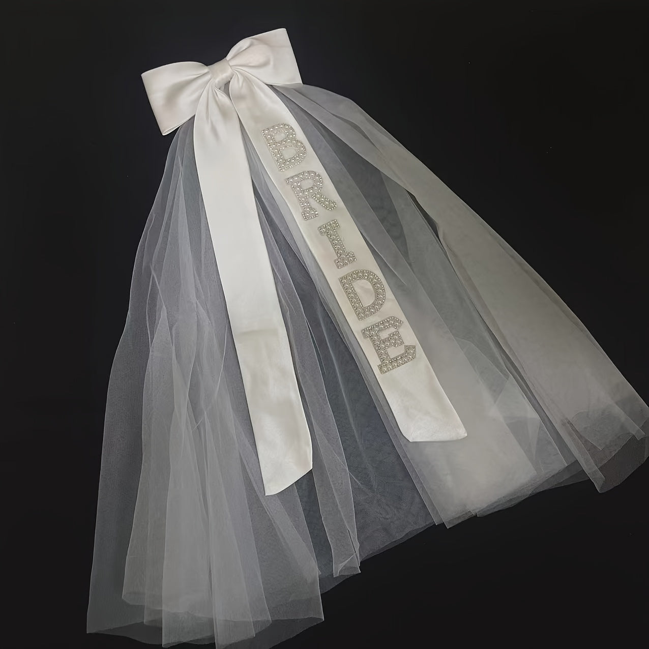 Bridal Veil and Bow Set - Wedding Party Bride Accessory