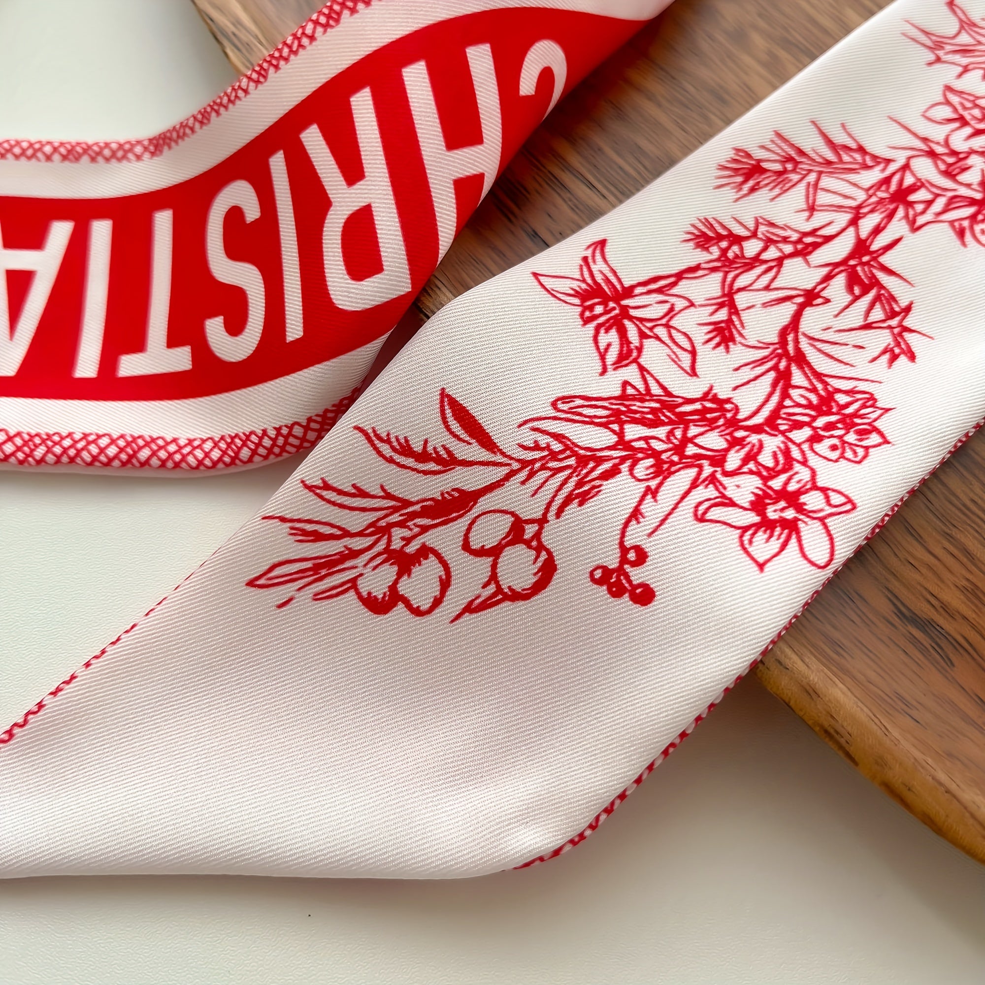 Silky Printed Ribbon Scarf for Women