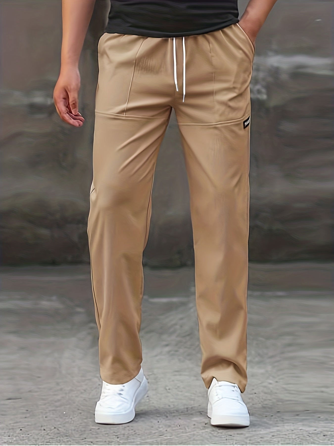Men's Casual Drawstring Waist Pants Breathable Comfy Trousers