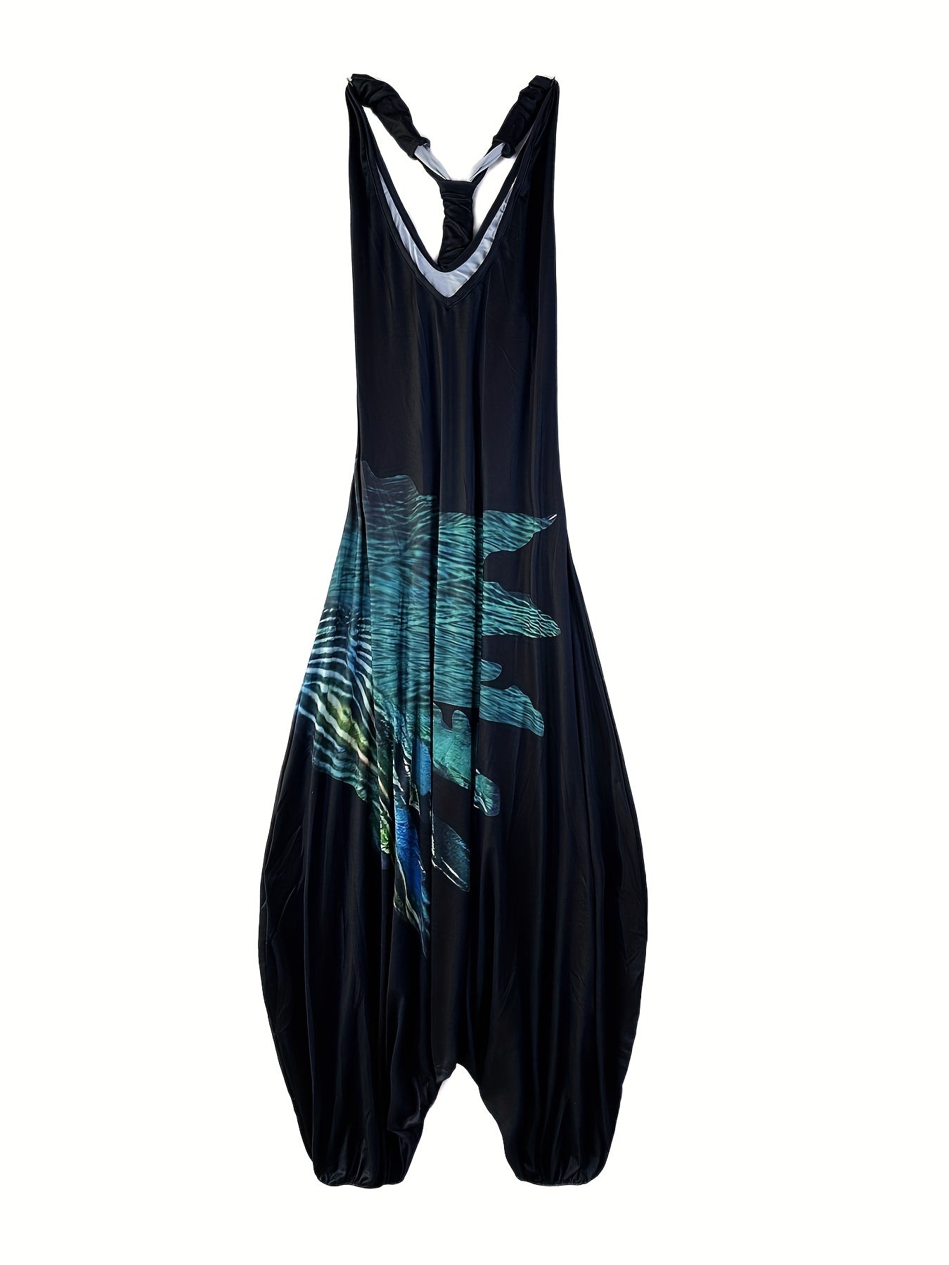 Graphic Print V Neck Jumpsuit
