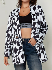 Geometric Print Double Breast Button Blazer