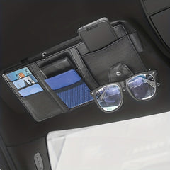 Car Sun Visor Glasses Holder Card Package Leather Storage Bag