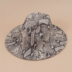 Snake Pattern Woolen Top Hat Big Brim Jazz Hat