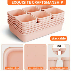 45pcs Plastic Drawer Organizer Set for Makeup Jewelry Utensils Gadgets
