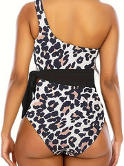 One Shoulder Leopard Print Swimsuit