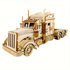 DIY Wooden Steam Train Car Assembly Model Kit Adult Building Block Gift