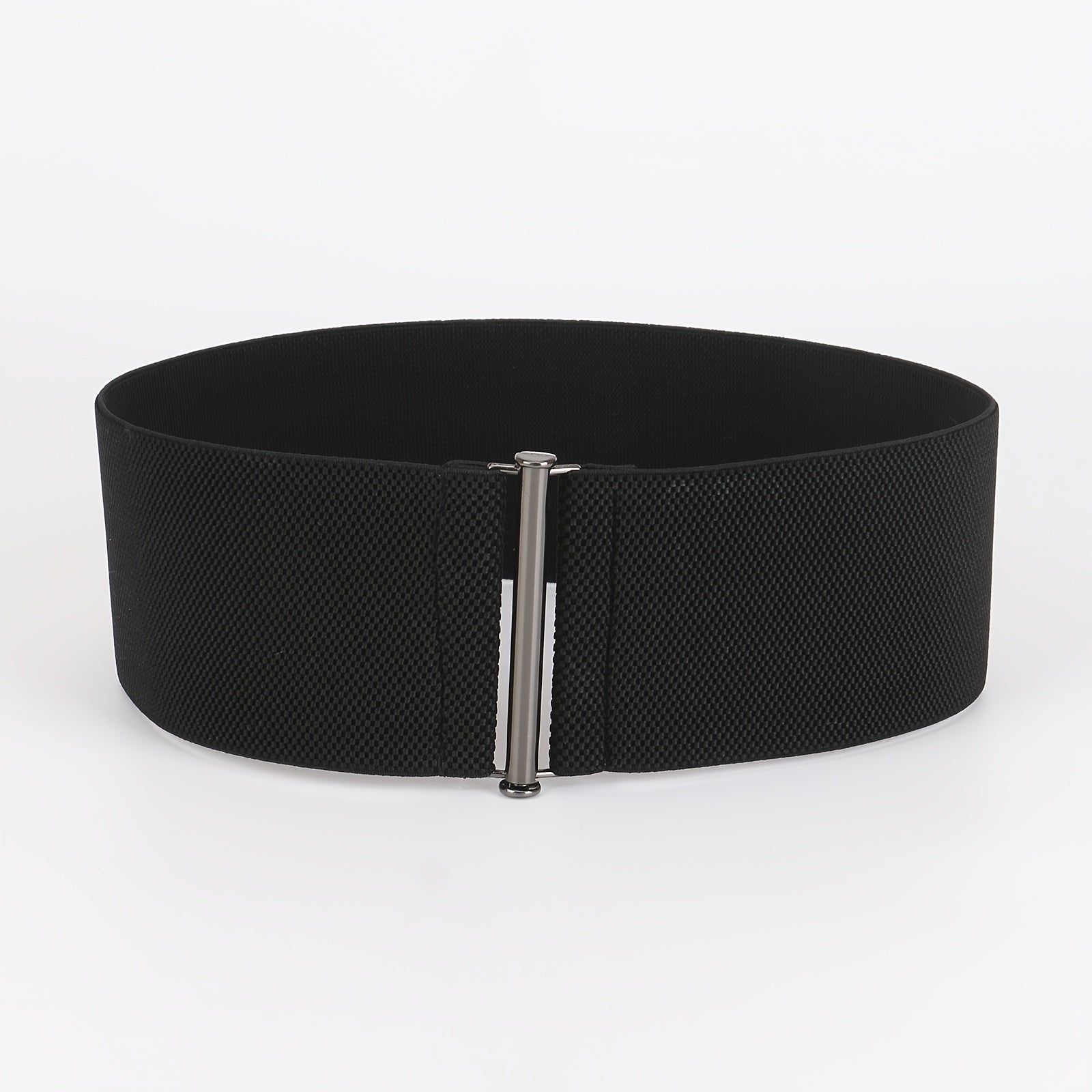 Women Elastic Waist Belt Metal Buckle Solid Wide Corset Belt