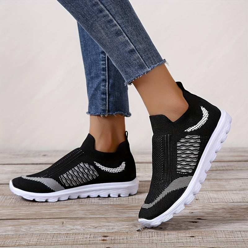 Women's Low Top Sock Shoes Knitted Slip On Walking Sneakers