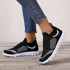 Women's Low Top Sock Shoes Knitted Slip On Walking Sneakers