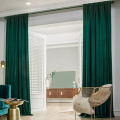 Dark Green Thickened Curtain Rod Pocket for Living Room Bedroom