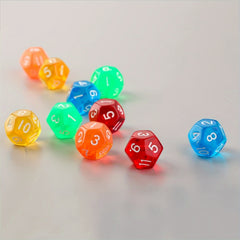 10pcs Colorful 12 Sided Acrylic Crystal Dices For Board Game