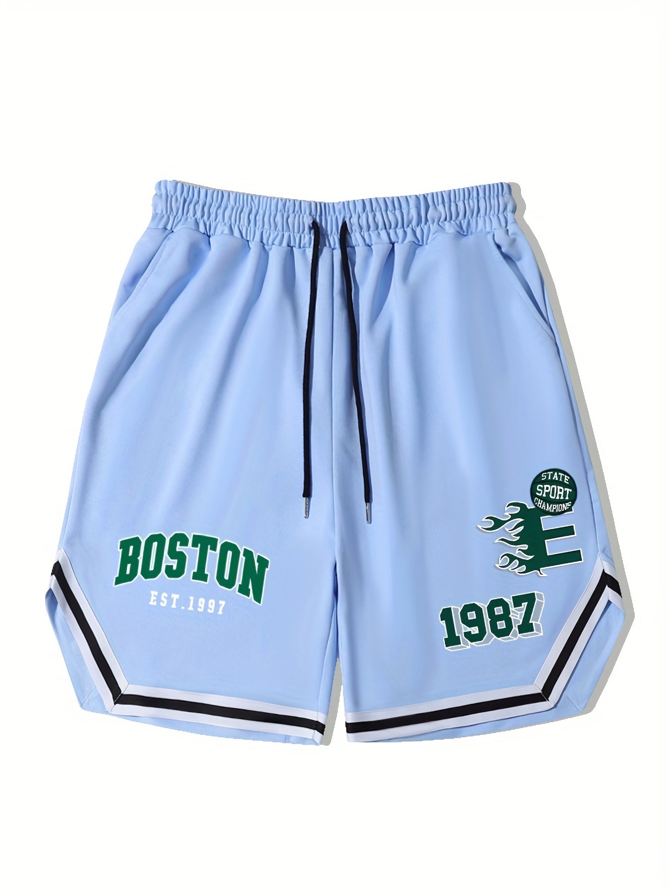 Men's Boston Graphic Drawstring Stretchy Shorts