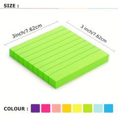 Lined Memo Pad Sticky Notes 3x3, 80 Sheets in 8 Bright Colors