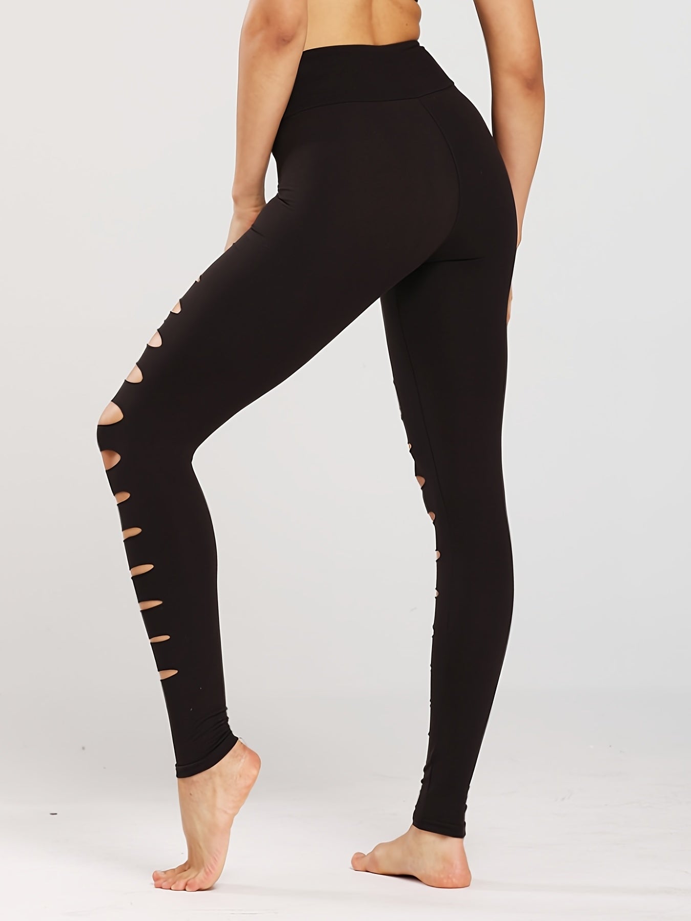 High Waist Ripped Yoga Leggings for Women Stretchy and Breathable