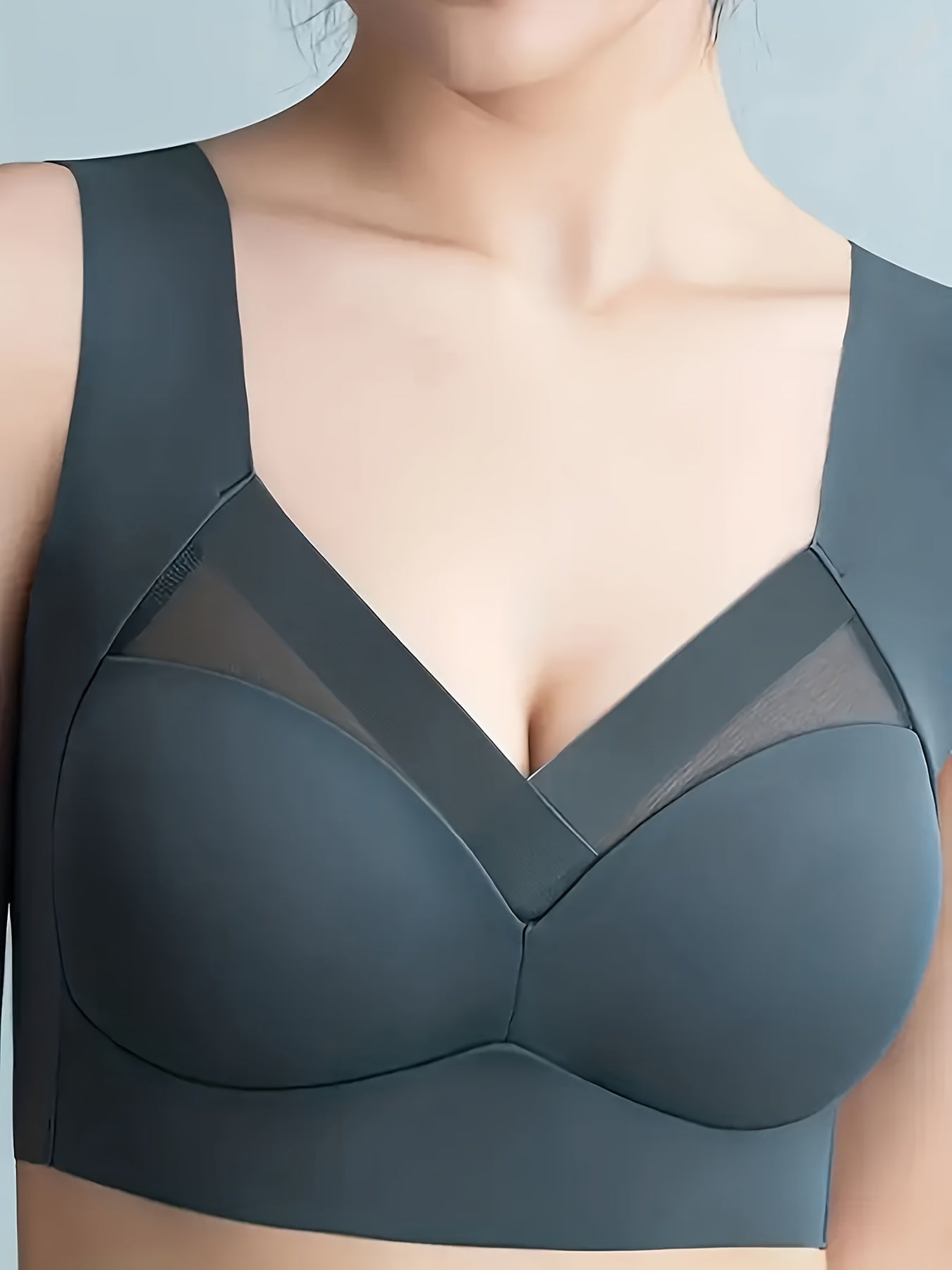 Breathable Sports Bra Mesh Insert High Stretch Wirefree Yoga Bra