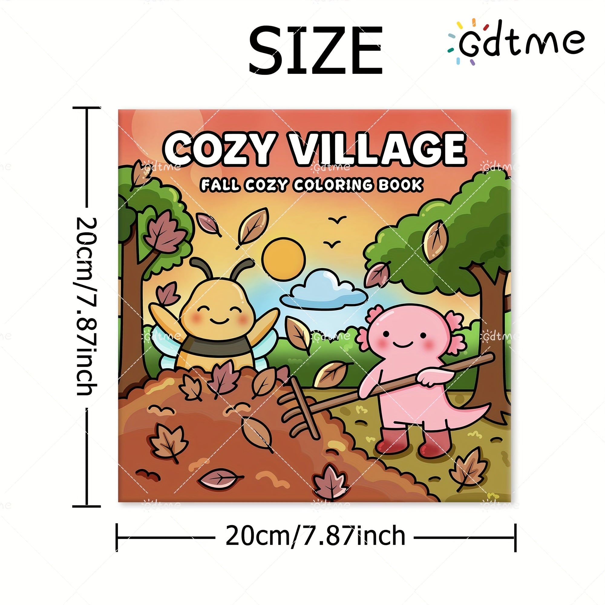 GDTME Cozy Village Coloring Book for Teens & Adults 24 Pgs Fall Art