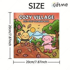GDTME Cozy Village Coloring Book for Teens & Adults 24 Pgs Fall Art