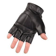 Men's Pu Leather Tactical Gloves Non Slip Half Finger Driving Cycling Gloves