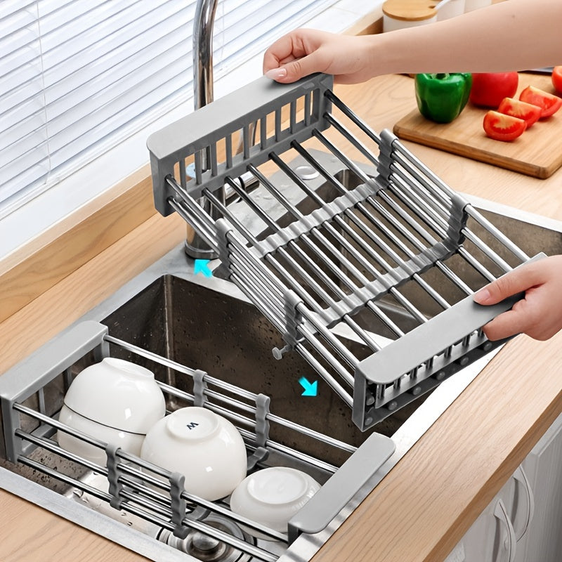 Retractable Sink Drain Rack Stainless Steel Over Sink Dish Drying Rack