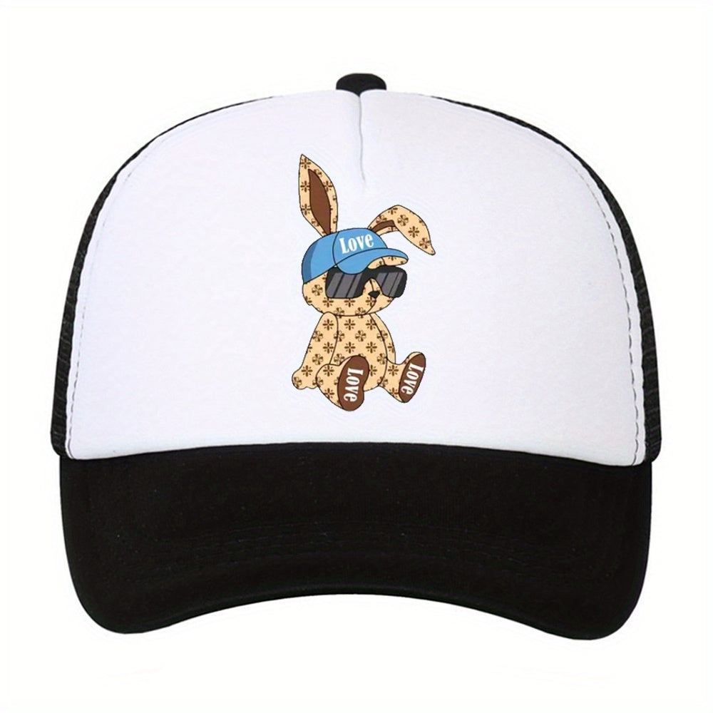 Baseball Mesh Cap Men's Cartoon Bear Print Adjustable Hip hop Hat