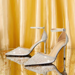 Rhinestone Stiletto Heels Point Toe Wedding Shoes
