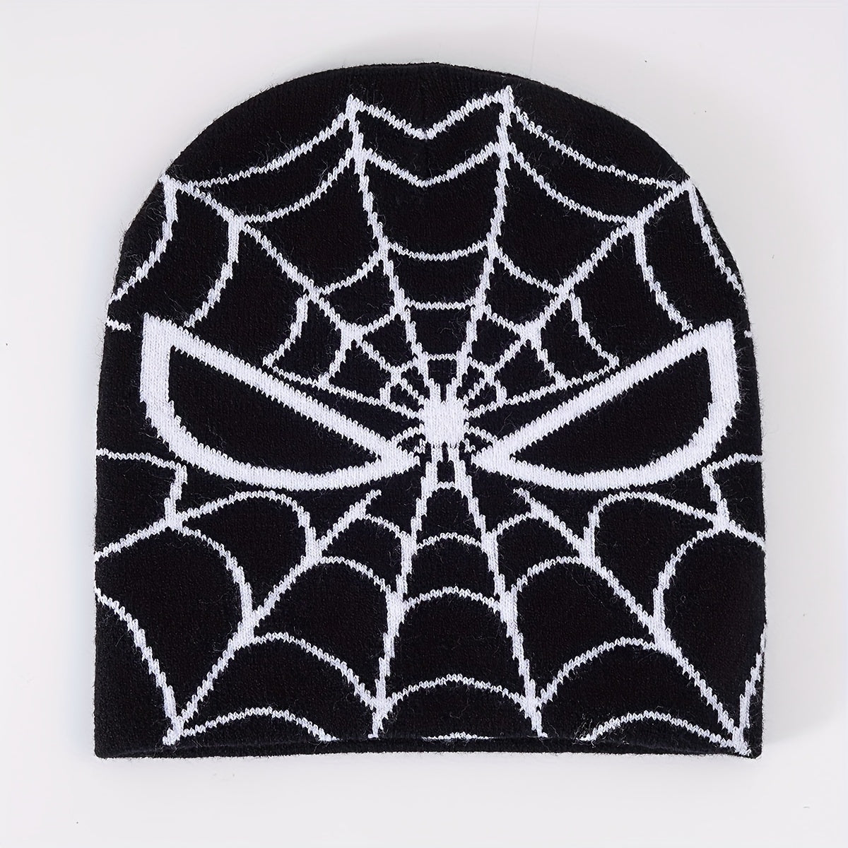 Y2K Spider Web Jacquard Beanie Gothic Knit Skull Cap Hip Hop Halloween