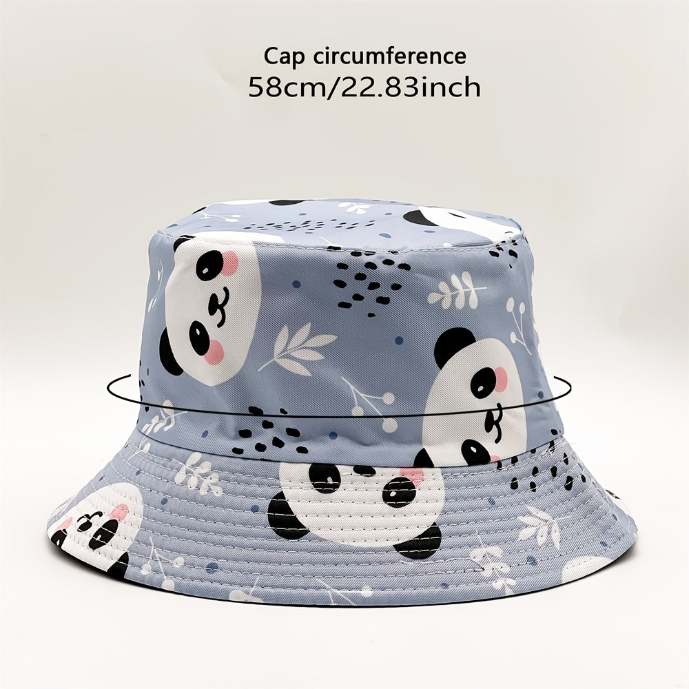 Panda Print Bucket Hat Summer Lightweight Sunscreen Reversible Fisherman Cap