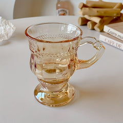 Vintage Amber Glass Cup - 150ml Portable Mini Wine/Coffee Cup for Travel