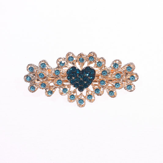 Sparkly Flower Peacock Hair Barrettes Crystal Hair Clips