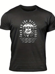 Men's Letter Print T shirt Casual Breathable Tee for Summer