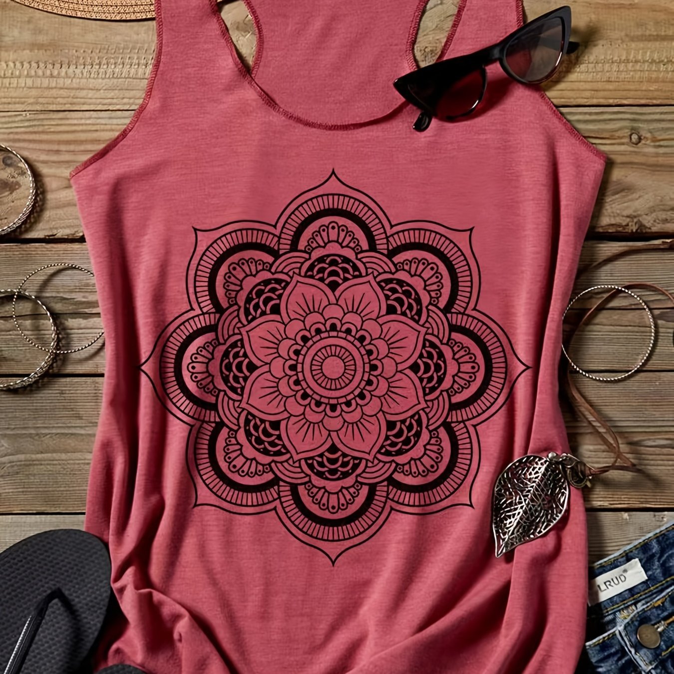 Floral Print Scoop Neck Tank Top Sleeveless Summer Women's Clothing