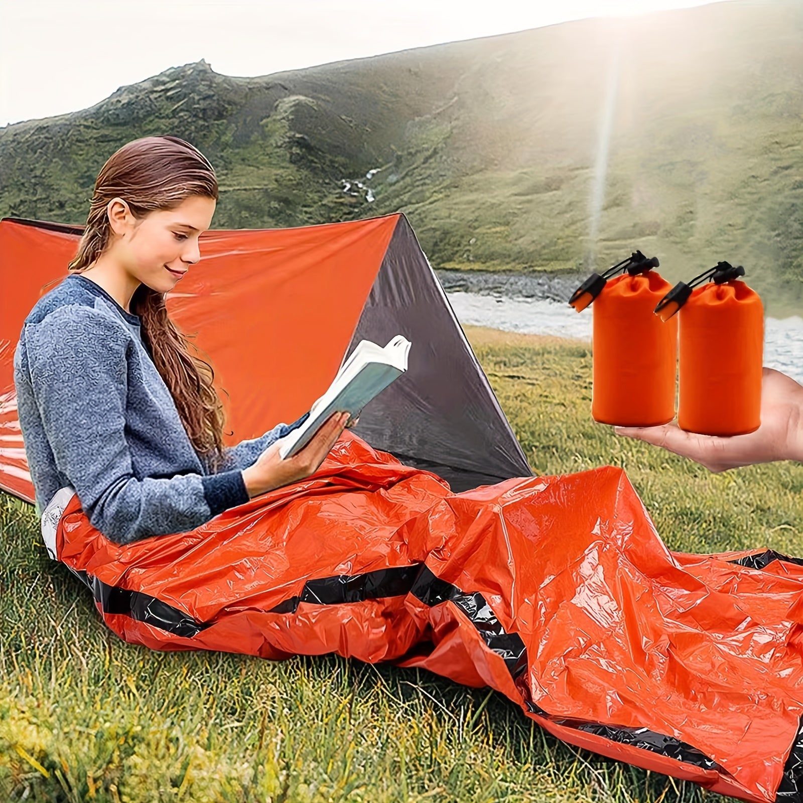 2pcs Emergency Sleeping Bags Waterproof Insulation for Outdoor Camping