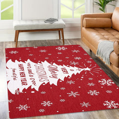 Christmas Tree Printed Floor Mat Merry Christmas Kitchen Rug