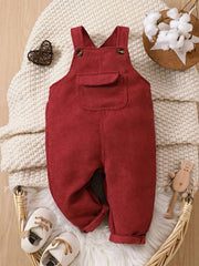 Girls Corduroy Solid Suspender Pants for Winter