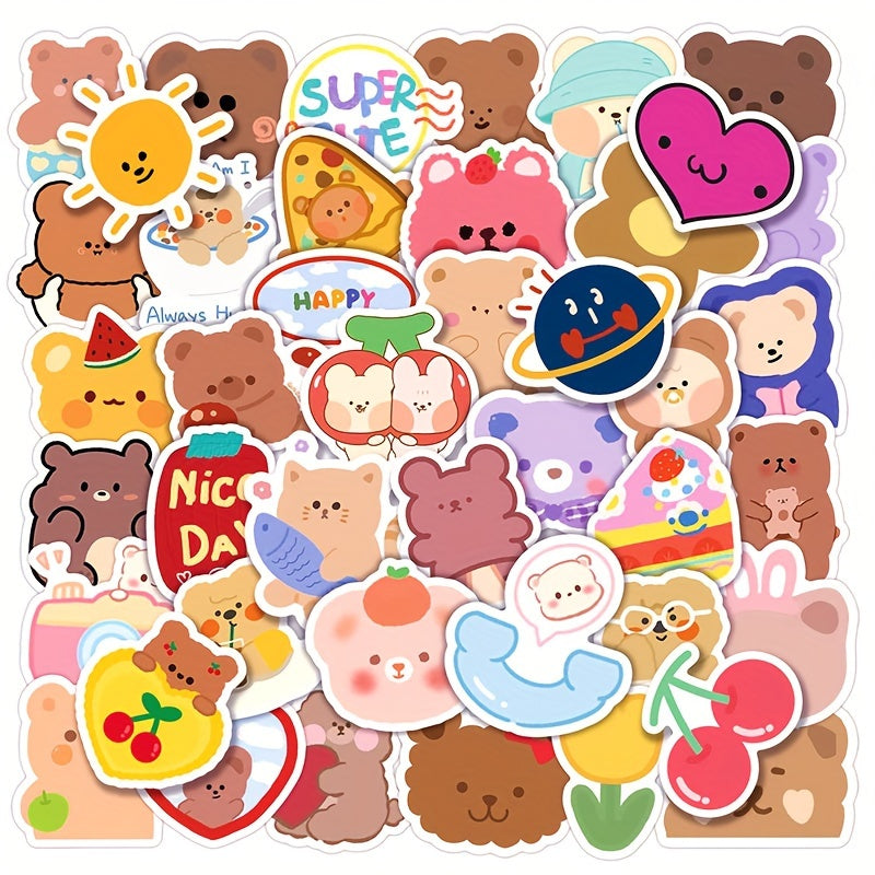 50pcs Bear Series Graffiti Stickers for Phones Laptops Scrap - Fun Animal Decals