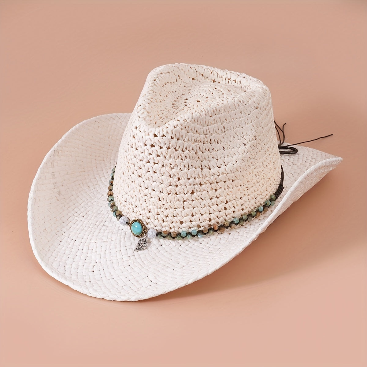 Boho Braid Rope Cowboy Hat Wide Brim Western Straw Jazz Hat