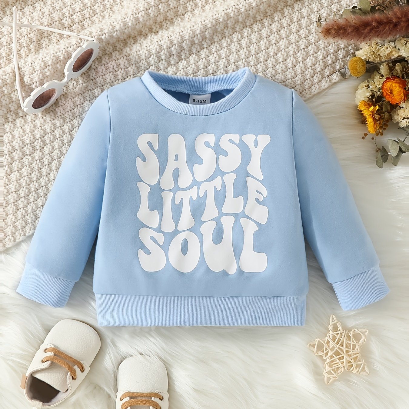 Casual Sweatshirt 'Smart Little Soul' Letter Print Round Neck Pullover