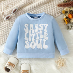 Casual Sweatshirt 'Smart Little Soul' Letter Print Round Neck Pullover