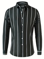 Vertical Stripe Formal Button Up Shirt for Men
