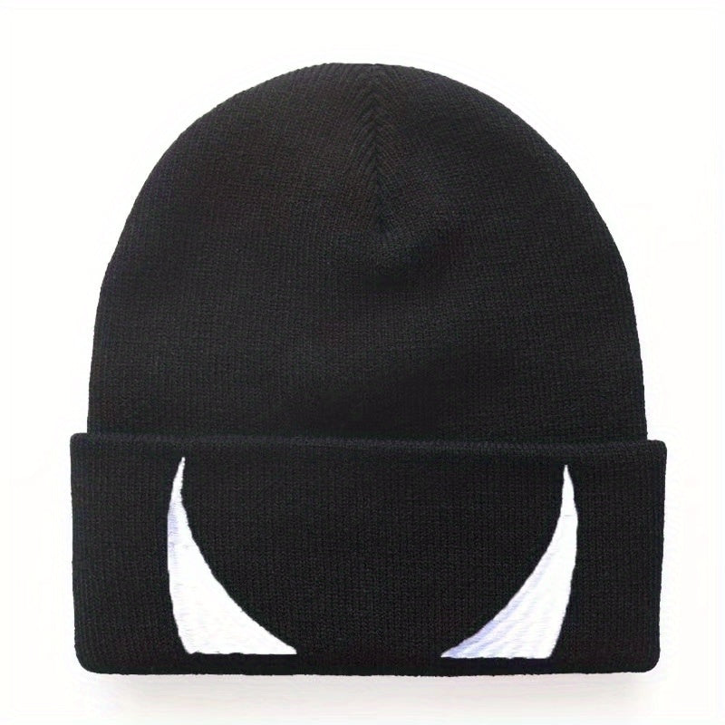 Men's Eye Embroidery Winter Soft Beanie Knitted Hat
